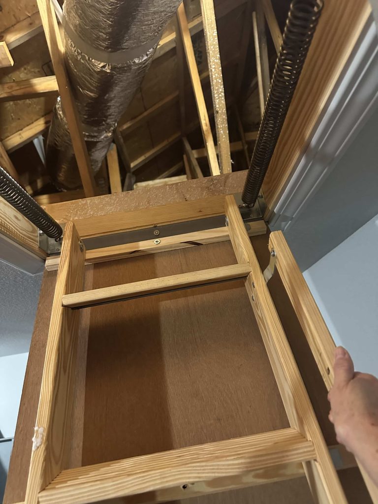 How To Modify an Existing Attic Access Point to Install a Stable Pull-Down Attic Ladder With Handrail 